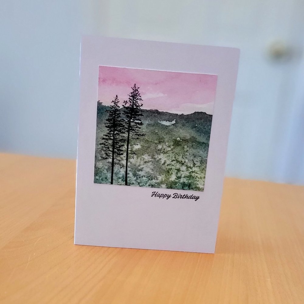 Happy Birthday, Birthday Card, His Birthday, Her Birthday, Water Color Landscape
